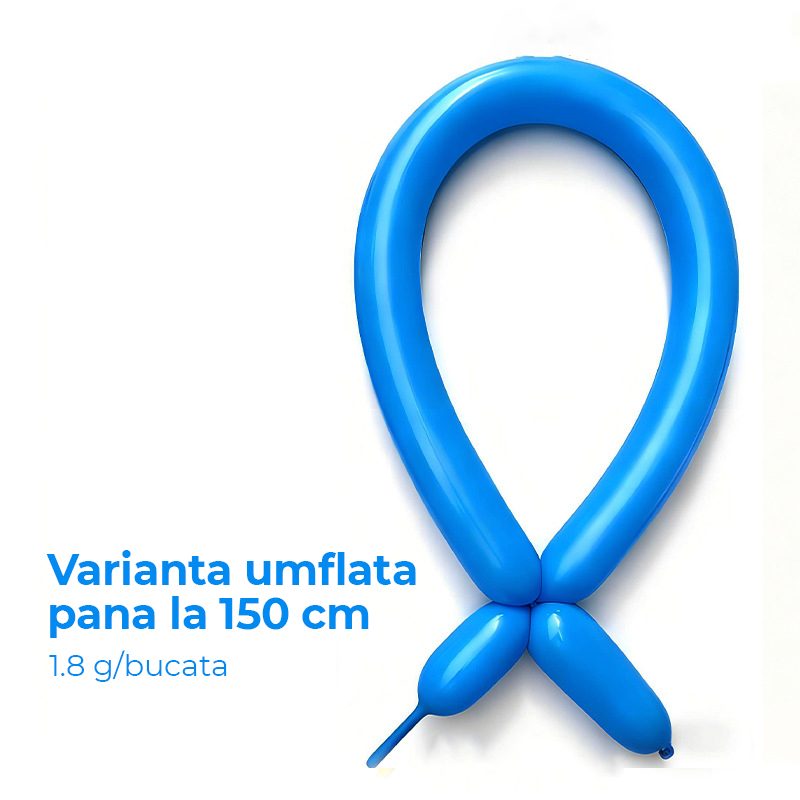 Baloane de Modelaj, Flippy, Set 50 bucati, Model Standard, din Latex, 30 x 1.5 cm, 1.8 g per unitate, pana la 150 cm, Albastru - vivimall.ro