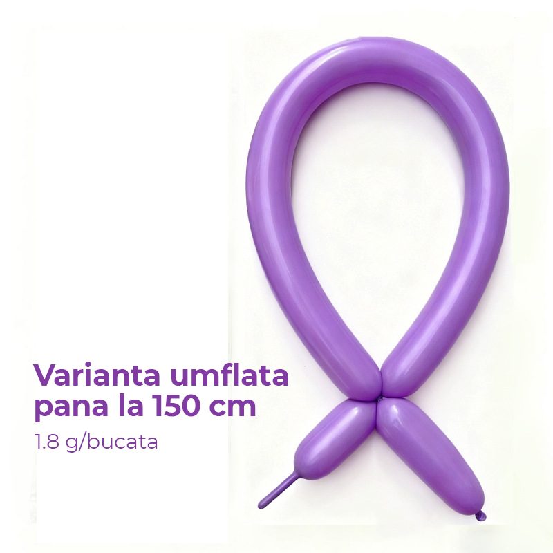 Balon de modelaj Flippy mov expandat, lungime 30 cm, detaliu textură latex natural