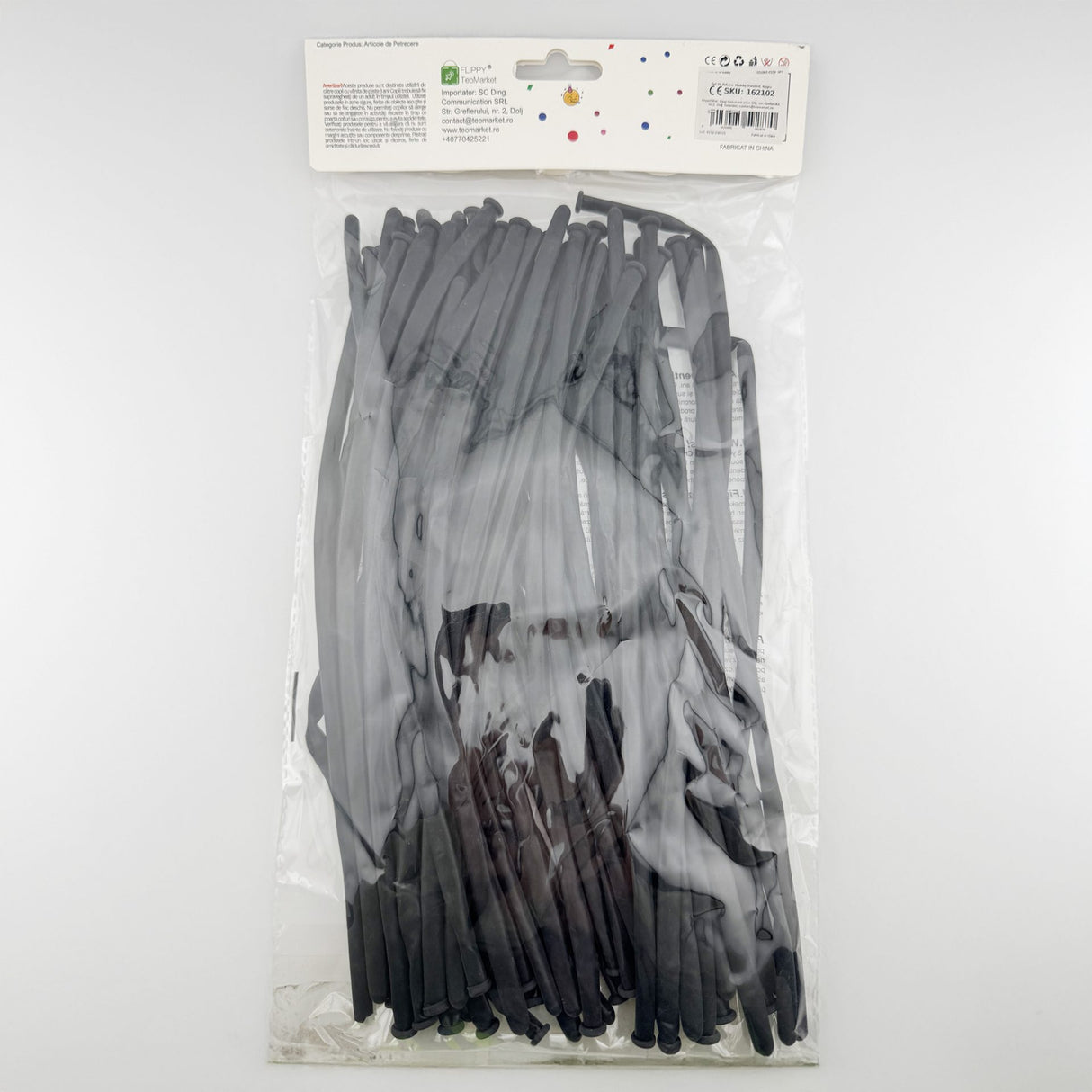 Baloane de Modelaj, Flippy, Set 50 bucati, Model Standard, din Latex, 30 x 1.5 cm, 1.8 g per unitate, pana la 150 cm, Negru - vivimall.ro