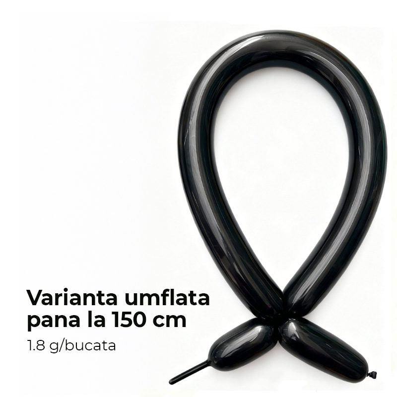 Baloane de Modelaj, Flippy, Set 50 bucati, Model Standard, din Latex, 30 x 1.5 cm, 1.8 g per unitate, pana la 150 cm, Negru - vivimall.ro