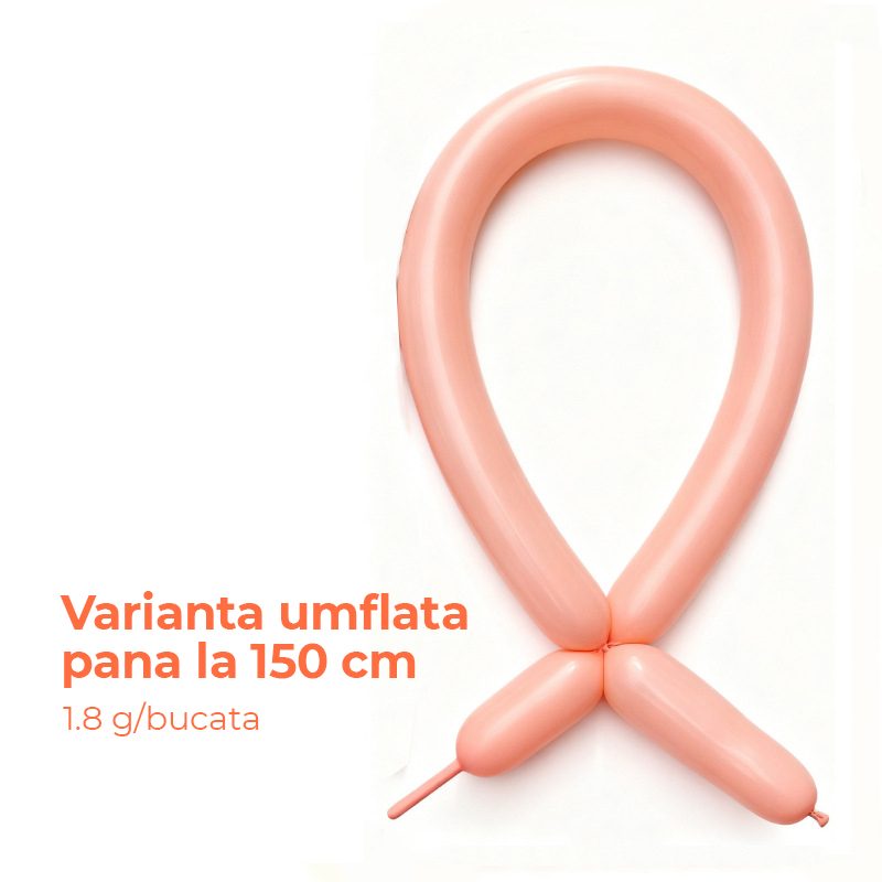 Detaliu balon de modelaj Flippy portocaliu, formă cilindrică standard, latex elastic 30 cm