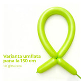 Baloane de Modelaj, Flippy, Set 50 bucati, Model Standard, din Latex, 30 x 1.5 cm, 1.8 g per unitate, pana la 150 cm, Verde deschis - vivimall.ro