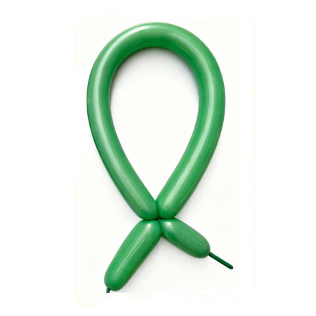 Baloane de modelaj Flippy din latex verde, set 50 bucăți, lungime 30 cm, vedere frontală pachet