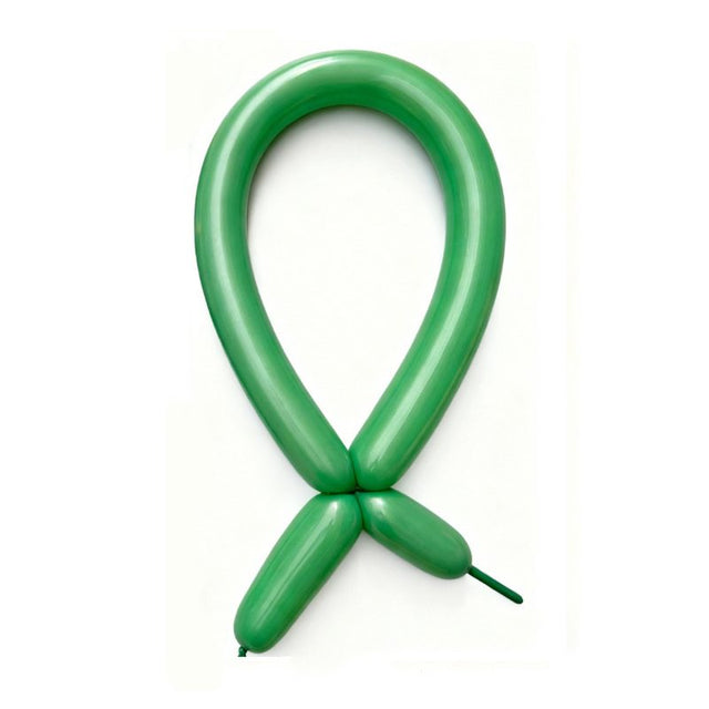 Baloane de modelaj Flippy din latex verde, set 50 bucăți, lungime 30 cm, vedere frontală pachet