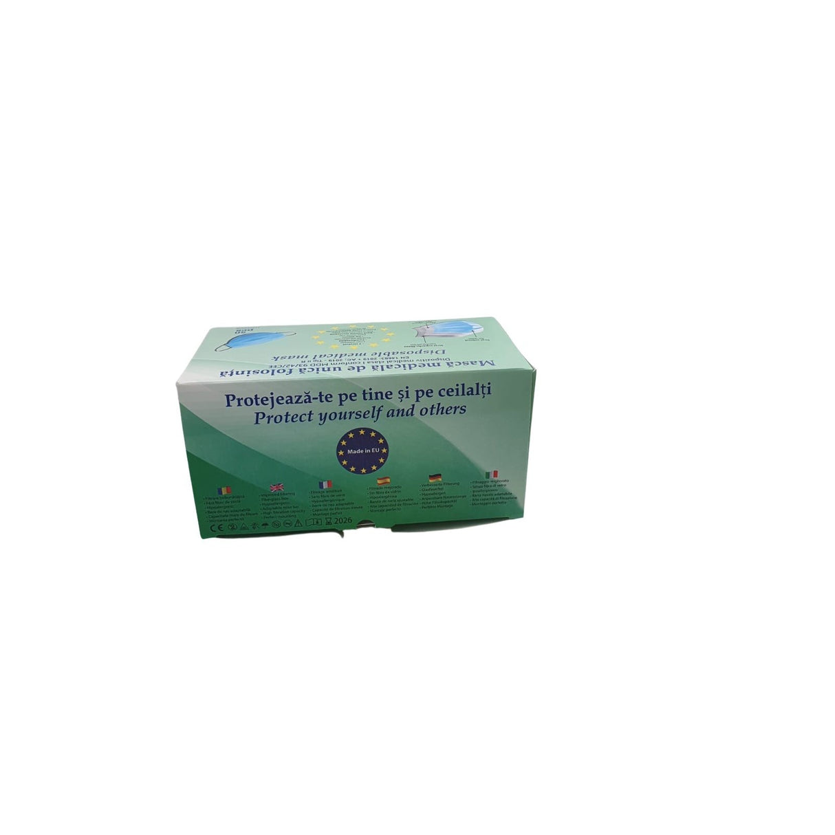 Set 50 Bucati Masti Medicale De Unica Folosinta, 3 Straturi Si 3 Pliuri, Nesterile, Tip Iir