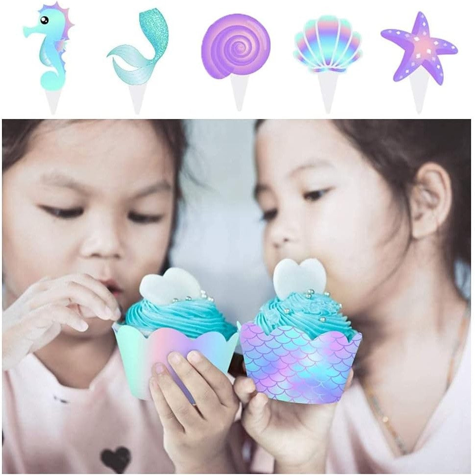 Set 6 Accesorii pentru Prajituri Sirena, Vivimall, Colectia Mermaid, 22.7 x 8.7 cm, Multicolor - vivimall.ro