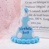 Set 6 Coifuri Birthday Boy, Vivimall, pentru Petrecere, Tematica Aniversare, Model cu Buline, Albastru - vivimall.ro