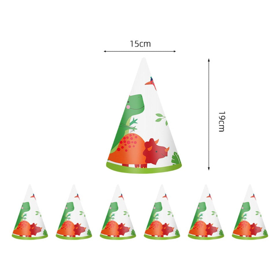 Set 6 Coifuri cu Dinozauri, Vivimall, Accesorii pentru Petrecere, Tematica Aniversare, 19x15 cm, Multicolor - vivimall.ro