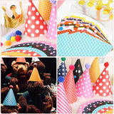 Set 6 Coifuri, Vivimall, Petrecere Copii, din Carton, 24 x 13.5 cm, Model cu Buline si Dungi, Multicolor - vivimall.ro