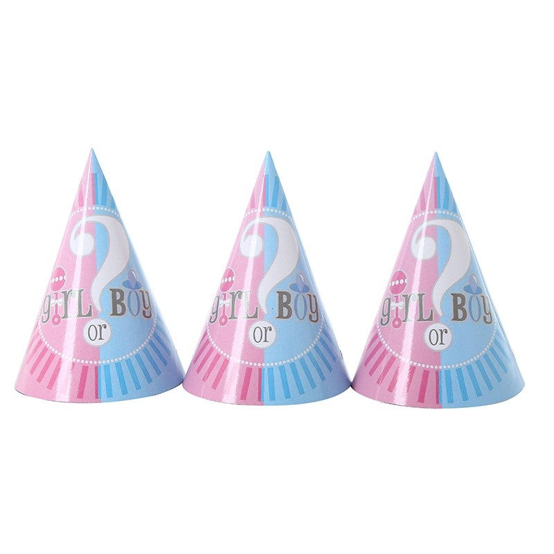 Set 6 Coifuri Gender Reveal, Girl Or Boy, Din Carton, Roz/
