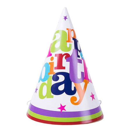 Set 6 Coifuri Happy Birthday, Vivimall, pentru Petrecere, Tematica Aniversare, 19x15 cm, Multicolor - vivimall.ro