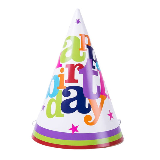 Set 6 Coifuri Happy Birthday, Vivimall, pentru Petrecere, Tematica Aniversare, 19x15 cm, Multicolor - vivimall.ro