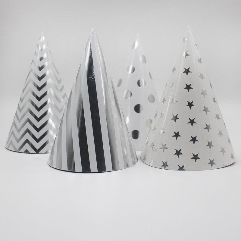 Set 6 Coifuri Metalizate, Pentru Petrecere, Tematica Aniversare, Model Buline, 20 Cm,
