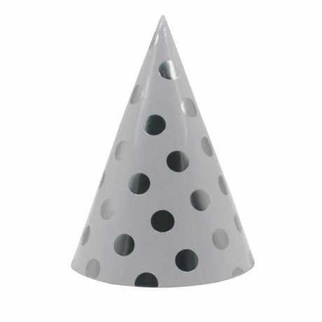 Set 6 Coifuri Metalizate, Pentru Petrecere, Tematica Aniversare, Model Buline, 20 Cm,