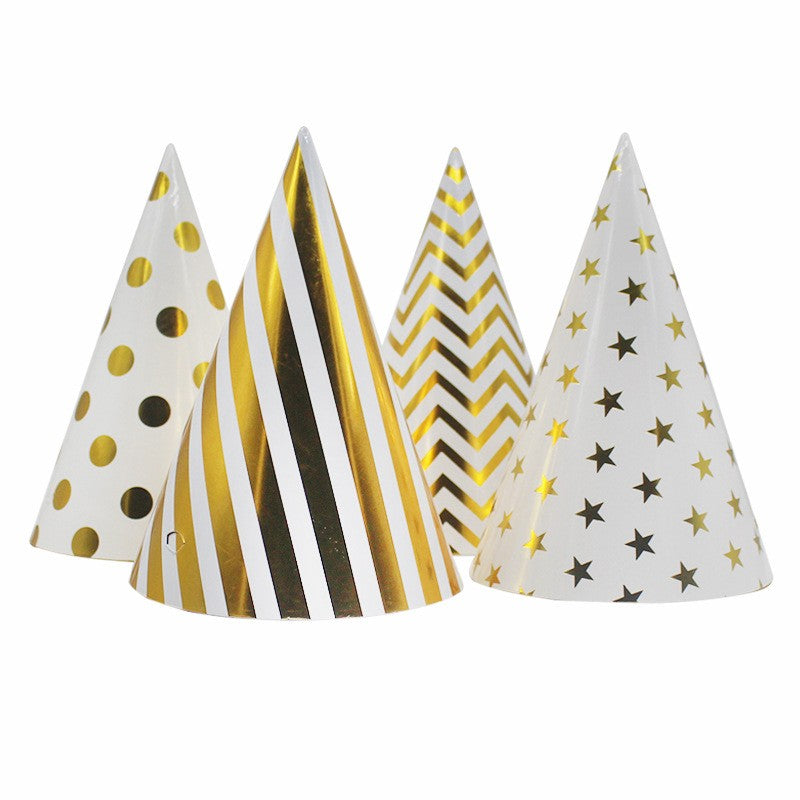Set 6 Coifuri Metalizate, Pentru Petrecere, Tematica Aniversare, Model Buline, 20 Cm,