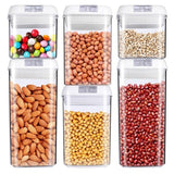 Set 6 Recipiente Din Plastic, Pentru Alimente/Obiecte, Inchidere Ermetica, 2 X 0.5L, 2 X 0.8L, 2 X 1.2L, Capac Alb, Transparent - vivimall.ro