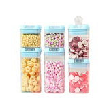 Set 6 Cutii de Depozitare Alimente, Vivimall, 2 x 500ml, 2 x 800ml, 2 x 1200ml, Capac Albastru, din PP+PET, Inchidere Ermetica, Transparent - vivimall.ro