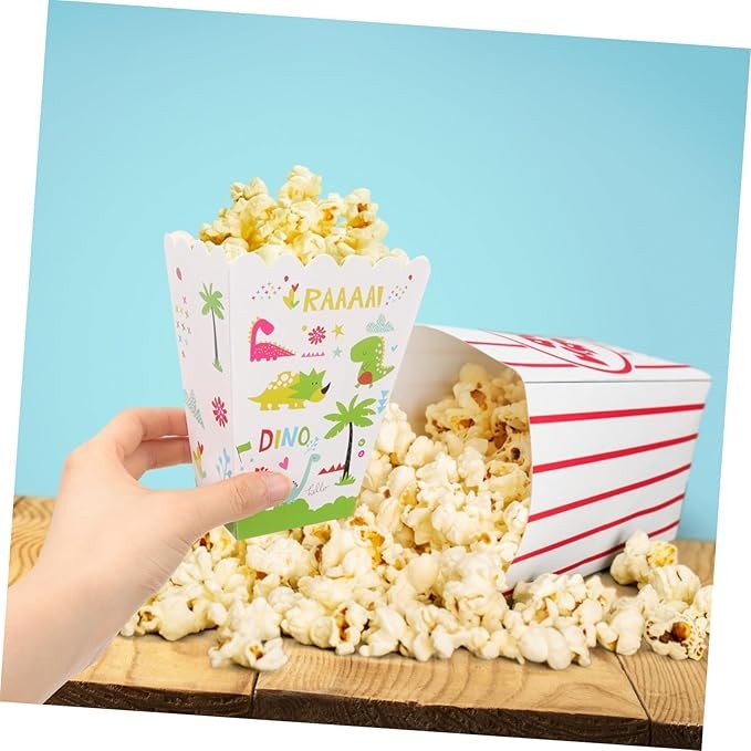 Set 6 Cutii de Popcorn, Flippy, Colectia Dino Park, 9 x 13 cm, din Carton, Multicolor