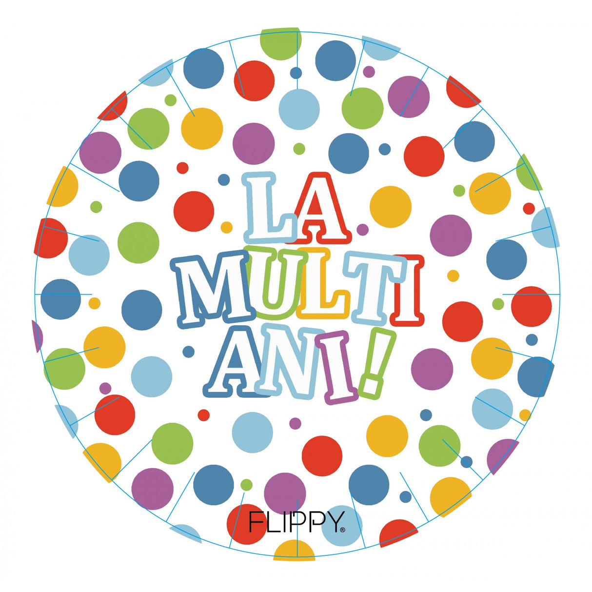 Set 6 Farfurii de Unica Folosinta, Flippy, Colectia, LA MULTI ANI, 23 cm, din Carton Laminat, Multicolor