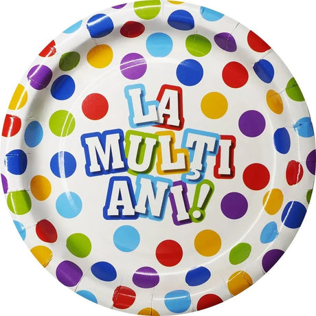 Set 6 Farfurii De Unica Folosinta, Colectia La Multi Ani , 30 Cm, Din Carton Laminat - vivimall.ro