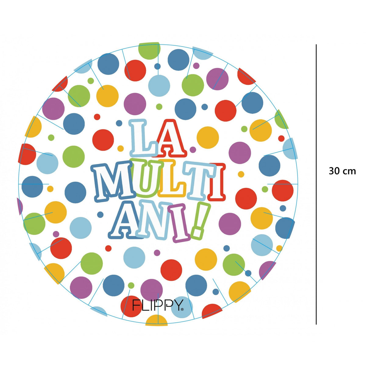 Set 6 Farfurii de Unica Folosinta, Flippy, Colectia LA MULTI ANI , 30 cm, din Carton Laminat, Multicolor