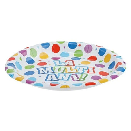 Set 6 Farfurii De Unica Folosinta, Colectia La Multi Ani , 30 Cm, Din Carton Laminat - vivimall.ro