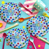 Set 6 Farfurii de Unica Folosinta, Flippy, Colectia LA MULTI ANI , 30 cm, din Carton Laminat, Multicolor