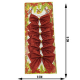 Set 6 fundite pentru brad, Rosii, clasice, cu sclipici, 8 x 9 cm, din poliester, Flippy - vivimall.ro