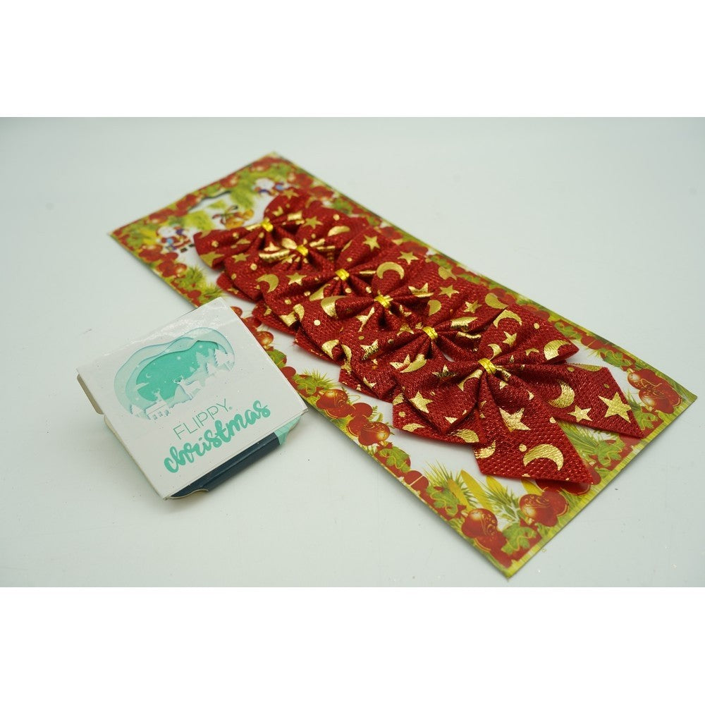 Set 6 fundite pentru brad, Rosii, cu stelute , 8 x 8 cm, din poliester, Flippy - vivimall.ro