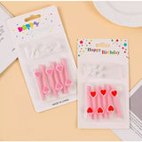 Set 6 Lumanari De Tort, Model Creion Cu Inimioare, Din Ceara,