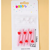 Set 6 Lumanari De Tort, Model Creion Cu Inimioare, Din Ceara,