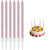 Set 6 Lumanari de Tort, Vivimall, din Parafina, 11 x 0.4 cm, Lucioase, Roz Auriu - vivimall.ro