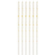 Set 6 Lumanari Lungi, Vivimall, din Parafina, 10 x 0.5 cm, Happy Birthday, Alb/Auriu - vivimall.ro