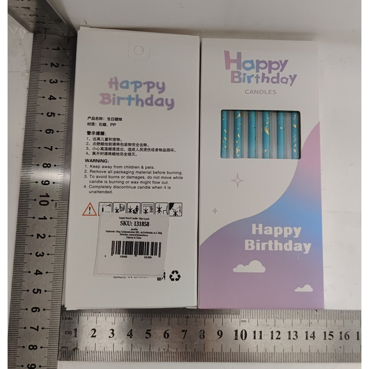 Set 6 Lumanari Lungi, Din Parafina, Happy Birthday,