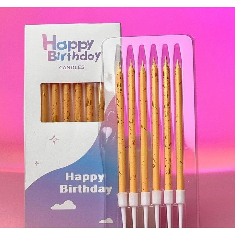 Set 6 Lumanari Lungi, Din Parafina, Happy Birthday,
