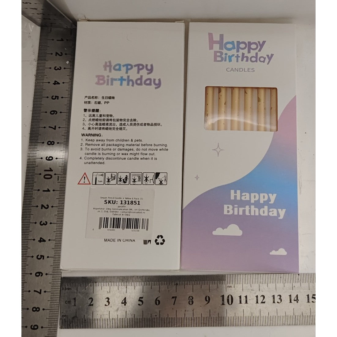Set 6 Lumanari Lungi, Din Parafina, Happy Birthday,