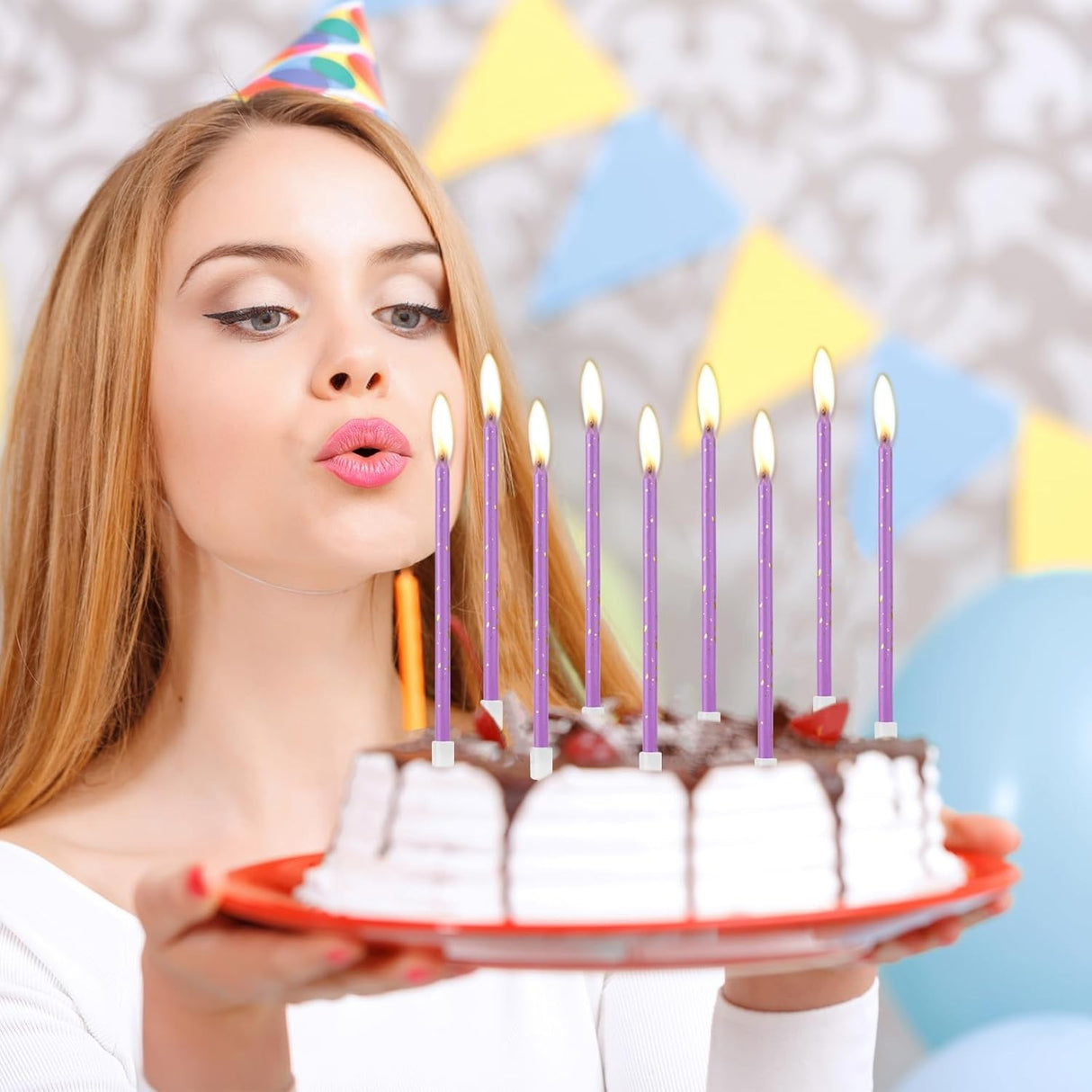 Set 6 Lumanari Lungi, Din Parafina, Happy Birthday,