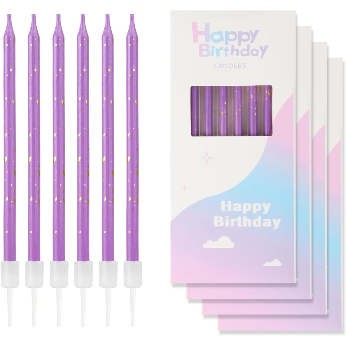 Set 6 Lumanari Lungi, Din Parafina, Happy Birthday,