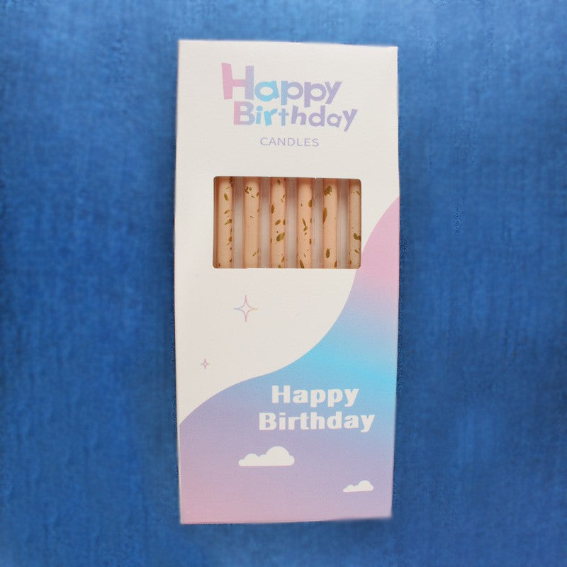 Set 6 Lumanari Lungi, Vivimall, din Parafina, 10 x 0.5 cm, Happy Birthday, Oranj Pal - vivimall.ro