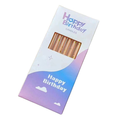 Set 6 Lumanari Lungi, Din Parafina, Happy Birthday, Oranj Pal - vivimall.ro