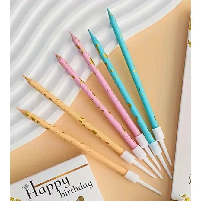 Set 6 Lumanari Lungi, Din Parafina, Happy Birthday,