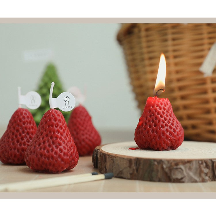 Set 6 Lumanari Parfumate, Vivimall, Model Capsunici, Ardere 30 min, 78g, 6.3 x 9.3 x 3.8 cm, Roz/Rosu - vivimall.ro