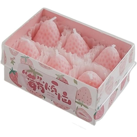 Set 6 Lumanari Parfumate, Model Capsunici, Ardere 30 Min, 78G