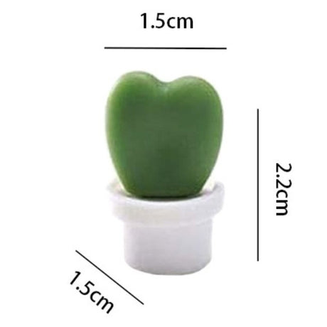 Set 6 Magneti de Frigider, Vivimall, Model Cactusi in Ghiveci, din ABS si Magnet, Verde/Alb - vivimall.ro