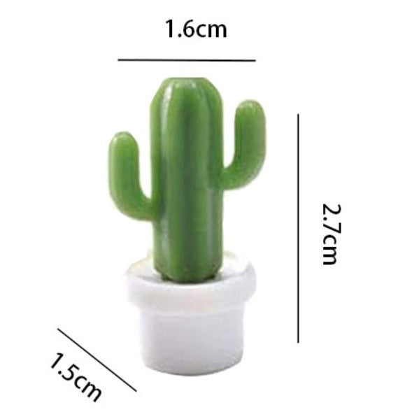 Set 6 Magneti De Frigider, Model Cactusi In Ghiveci, Din Abs Si Magnet, Verde/Alb - vivimall.ro