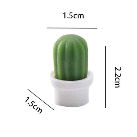 Set 6 Magneti De Frigider, Model Cactusi In Ghiveci, Din Abs Si Magnet, Verde/Alb - vivimall.ro