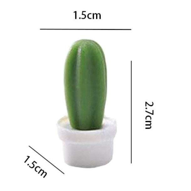 Set 6 Magneti de Frigider, Vivimall, Model Cactusi in Ghiveci, din ABS si Magnet, Verde/Alb - vivimall.ro