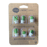 Set 6 Magneti De Frigider, Model Cactusi In Ghiveci, Din Abs Si Magnet, Verde/Alb - vivimall.ro