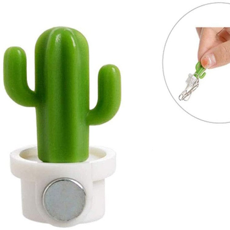 Set 6 Magneti De Frigider, Model Cactusi In Ghiveci, Din Abs Si Magnet, Verde/Alb - vivimall.ro