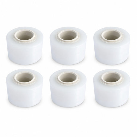 Set 6 mini role folie stretch manuală transparentă, vedere de ansamblu, lățime 12,5 cm